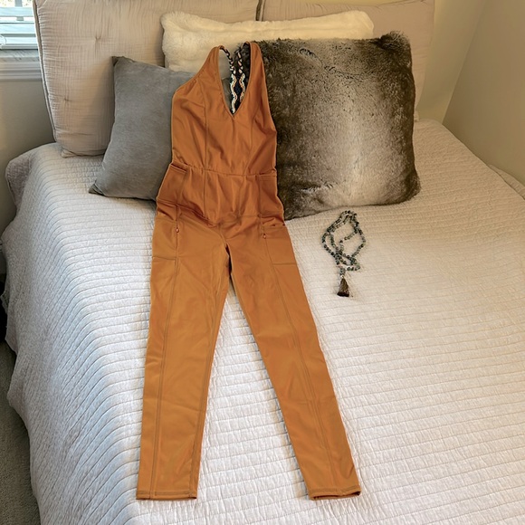 Free People Pants - Rare FP movement Orange go the distance utility cargo hiking outdoor onesie XS